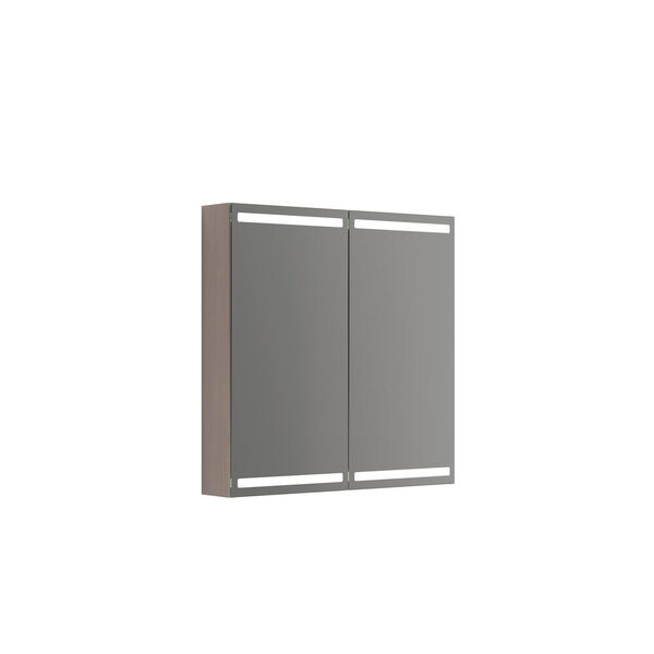 Speilskap Parallel m/lys og lysstyring, m/2 dørere 80x80x15 grå eik