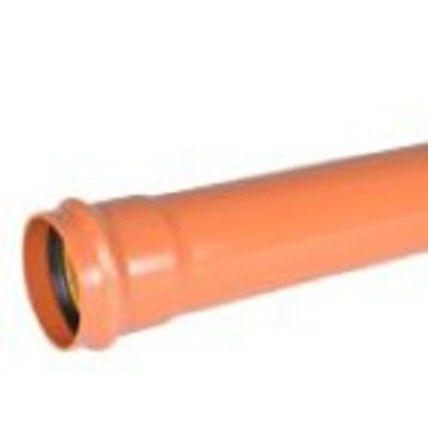 250 PVC grunnavløpsrør SN8  m/powerlock, rødbrun 6 mtr