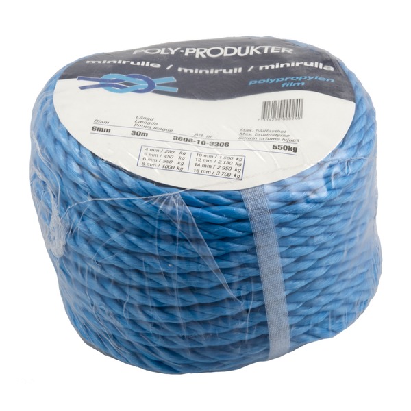 6x30 mtr tau blått PP 3-slått