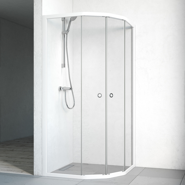 Flow Semi profilpakke hjørne 710x910, hvit profil