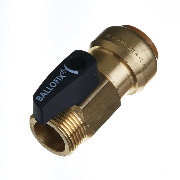 Roth 3/4x22 kuleventil m/utv gjenge, rett push IS fittings