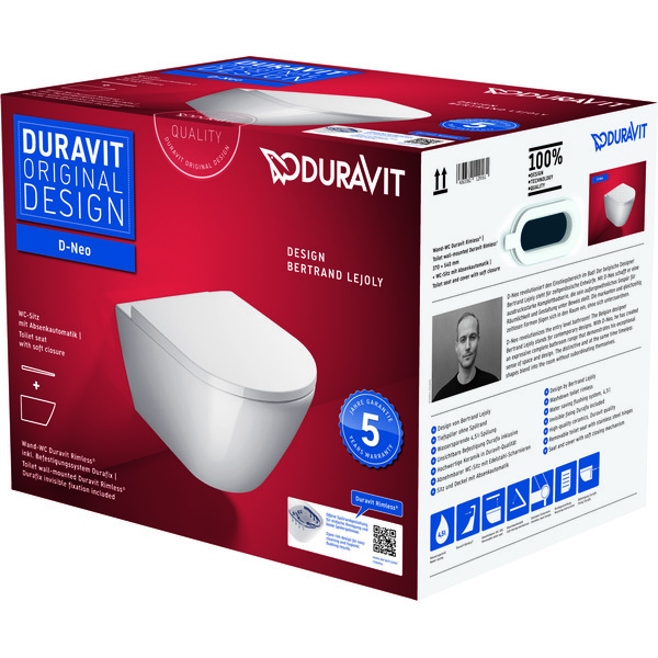 D-Neo veggskålpakke 370 x 540 mm med SoftClose-sete, uten spylekant