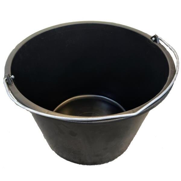 Murerbøtte med hank u/helletut, 20 ltr sort