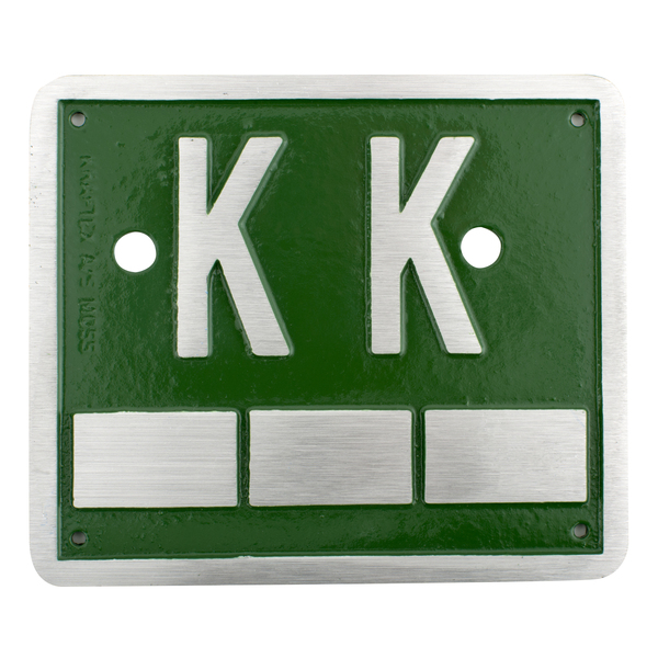 120x140 mm Kloakkum skilt, grønn, K-12KK, støpt aluminium