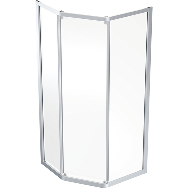 Showerama 10-3 dusjhjørne pentagonalt, børstet, klart glass 800 x 900 mm