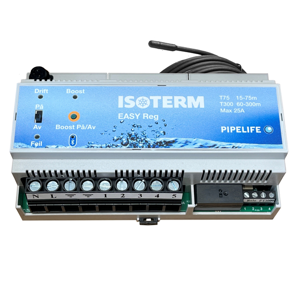 Isoterm Easyreg bryter 25A drift/tine 15-300m, m/10m føler f/DIN-skinne