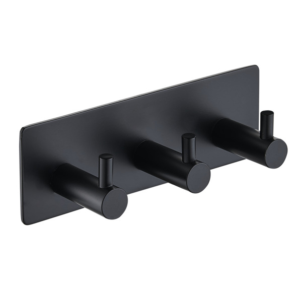1904 trippel knagg firkantet 135 x 45 mm sort, selvklebende