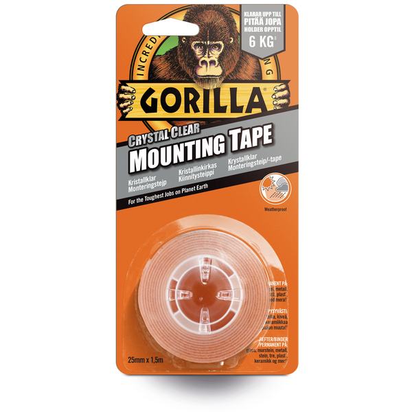 Gorilla dobbeltsidig monteringstape, 1,5 meter