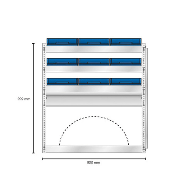 Raaco bilinnredning S25, 992x930x380