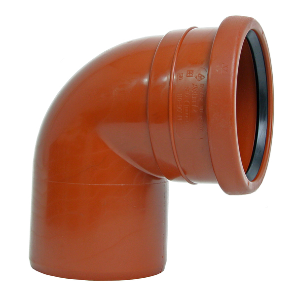 125 mm x 87,5° PP bend f/avløp, rødbrun