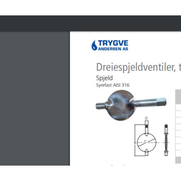 DN50 spjeld løst DIN syrefast 316L, f/spjeldfentil