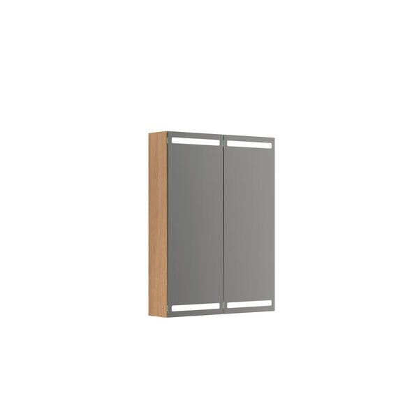 Speilskap Parallel m/lys og lysstyring, m/2 dørere 80x60x15 lys eik