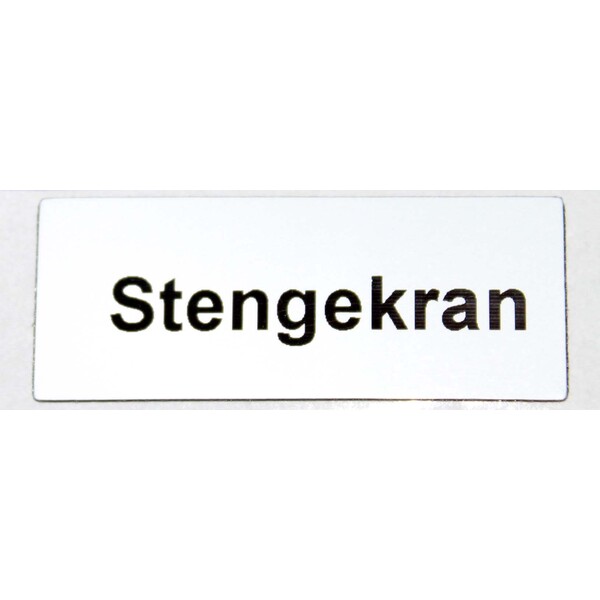 48x19 hvitt skilt m/lim stengekran, 5 stk. pr. pakke