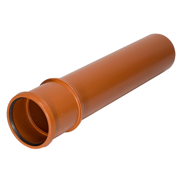 250 mm PP grunnavløpsrør m/muffe SN8, rødbrun, 6 meter