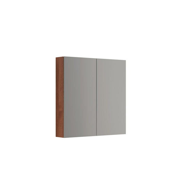 Skap m/2 speildører 80x80x15, rødbrun eik