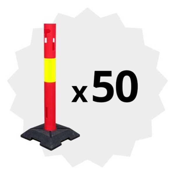 Trafikksylinder m/gummifot  942, 1m rød m/reflex 8kg, pk a 50 stk