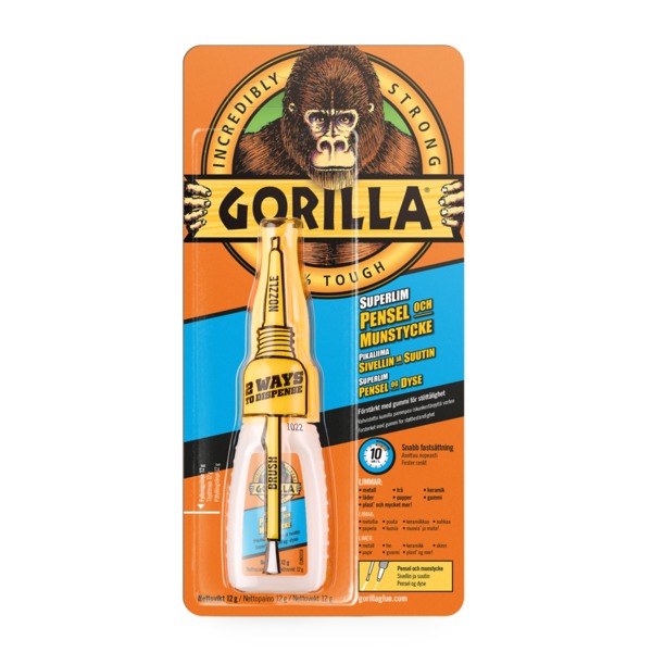 Gorilla superlim brush & nozzle, 12 gr.