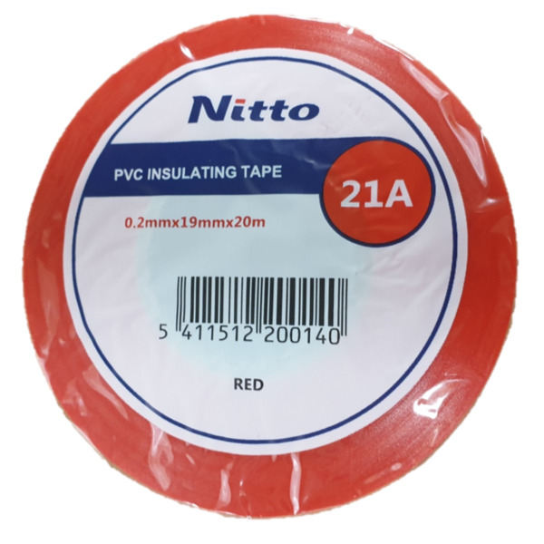 Nitto 19mmx20 mtr isolasjonstape N21A, rød