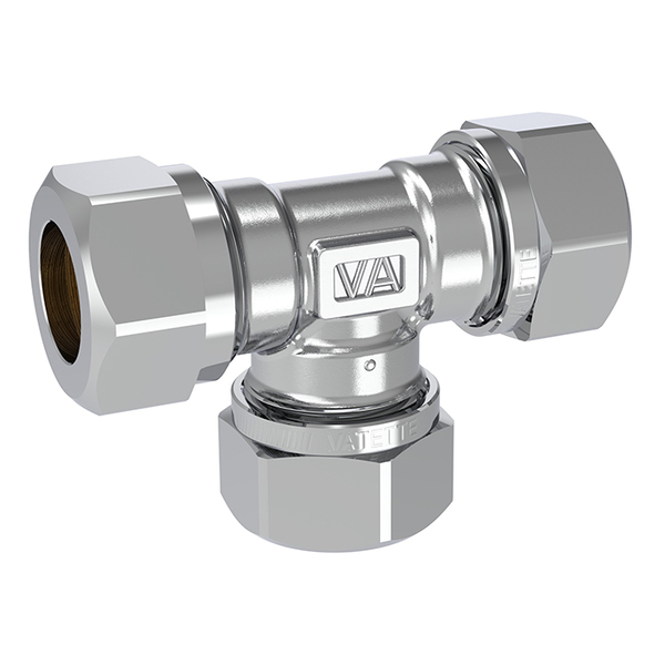 15x12 mm Vatette T-rør, forkrommet