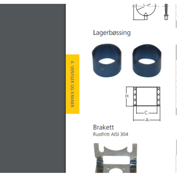 DN40-50-65 lagerbøss plast f/dr.spjvent