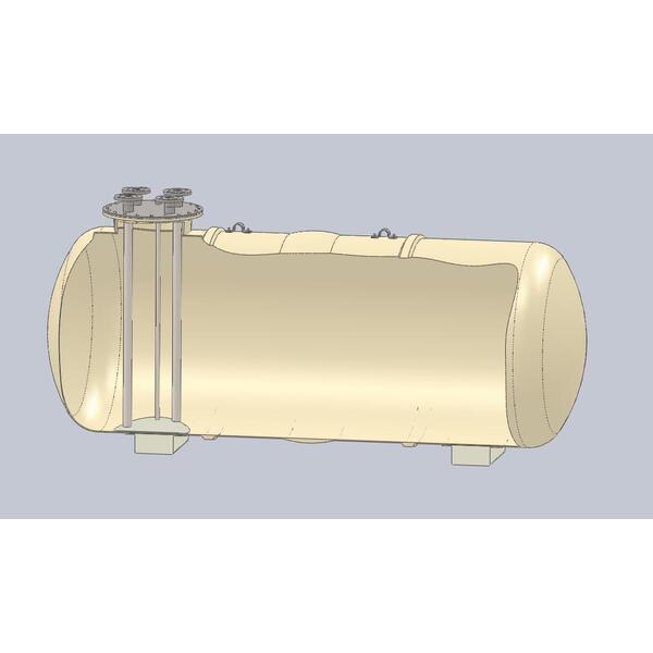 3000 ltr spilloljetank, frittstående med fastmonterte vugger