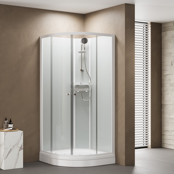 1904 Otra bakvegger 80 cm, frostet glass, hvit profil