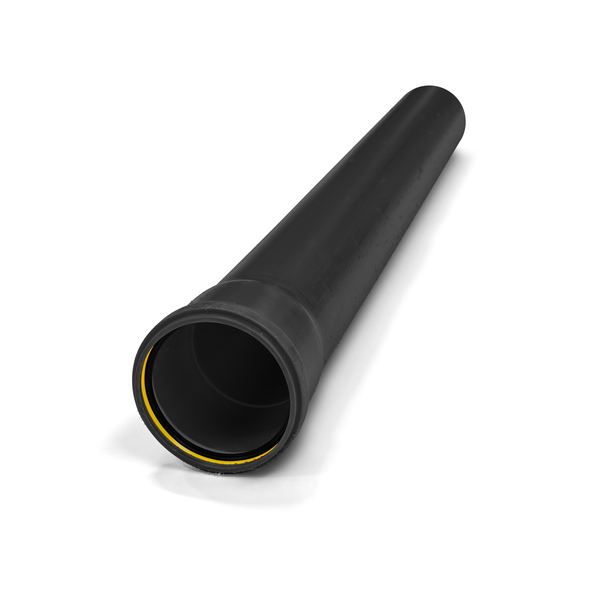 110 mm PP overvannsrør glatt SN8 sort, 6 mtr