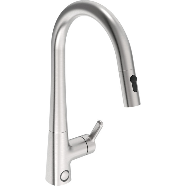 Inspera Comfort+ kjøkkenbatteri 3031F-80, m/uttrekk m/avstengning, børstet stål