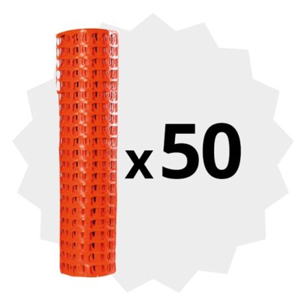Sperregjerde oransje plast H=1000 mm, rull a 50 mtr, 50 stk