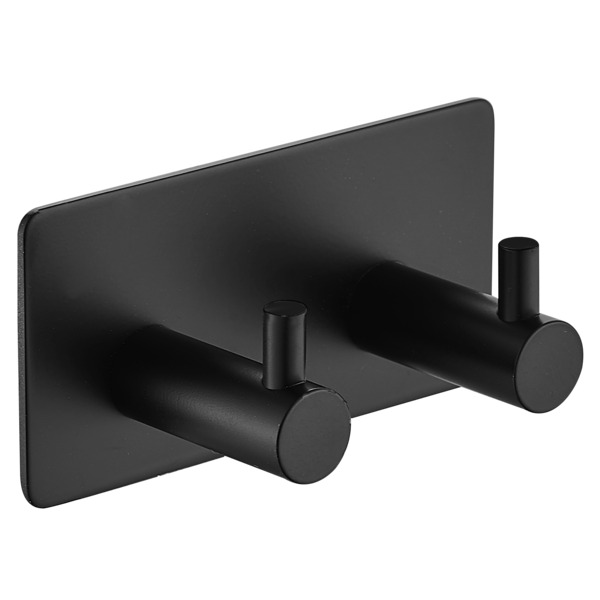 1904 dobbel knagg firkantet 90 x 45 mm sort, selvklebende