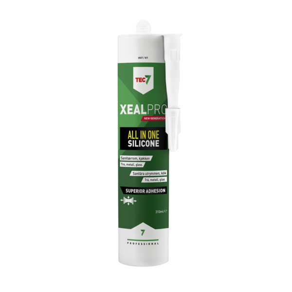 TEC7 Xealpro silikon/fugemasse, 310 ml patron, hvit
