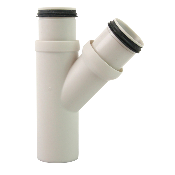 40 mm x 40 mm Smartline grenrør 45° PP, hvit