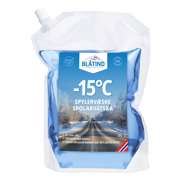 Blåtind spylervæske -15°, 3 ltr pose
