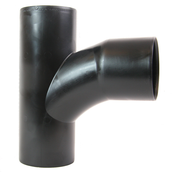 75 mm x 75 mm Smartline grenrør 88° PP, med svingt innløp, sort