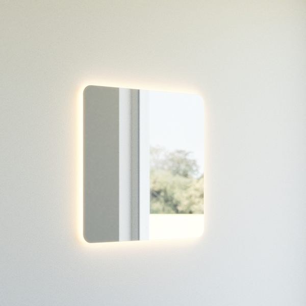 1904 Sotra speil 80x80 cm, bakgrunnslys med dimmer