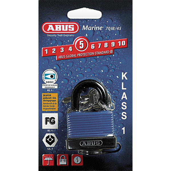 Abus hengelås m/2 nøkler 70IB/45, klasse 1 f/ekstremvær