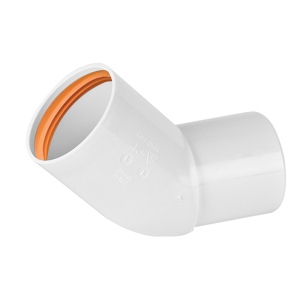 50 mm Falu bend 45 enkelmuffe, hvit