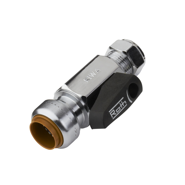 Roth 15x10 kuleventil push og klemring, IS fittings