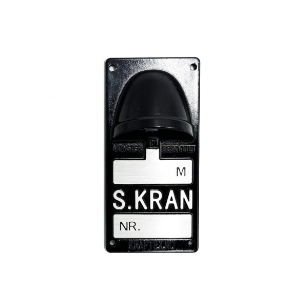 140x50 mm Stoppekran skilt, sort, K-13SKRAN, støpt aluminium