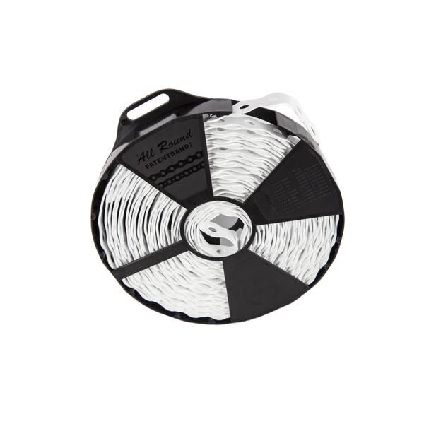 17mm 1904 patentbånd  hvit plast, 10 mtr