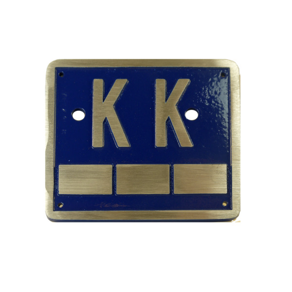 120x140 mm Kloakkum skilt, blå, K-12KK, støpt aluminium