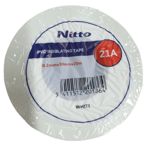 Nitto 30mmx20 mtr isolasjonstape N21A, hvit