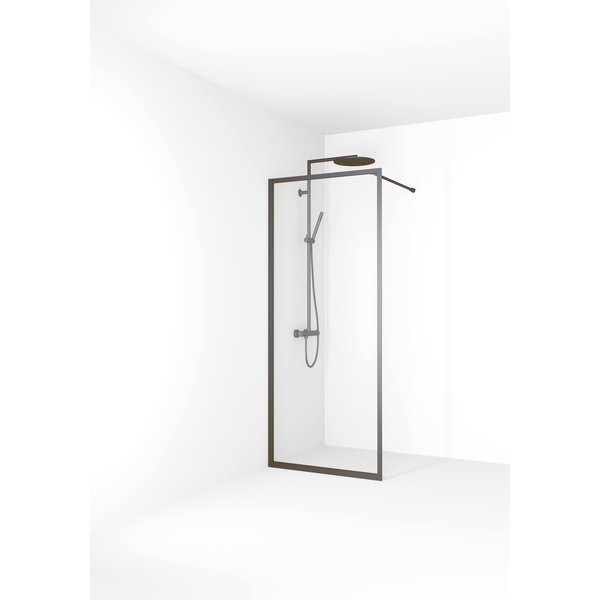 Empire vegg 750 u/sprosser, gun metal/klart glas