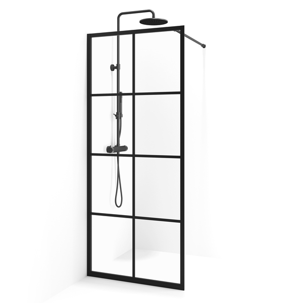 Empire vegg 1200 m/sprosser, sort profil/klart glass