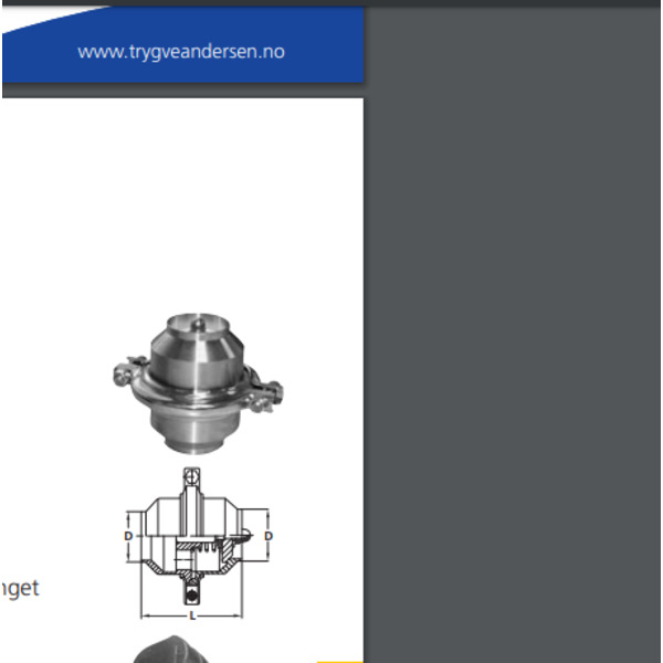 1 tilbakesagsventil m/sv.end SMS, Syrefast AISI 316L