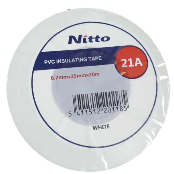 Nitto 25mmx20 mtr isolasjonstape N21A, hvit