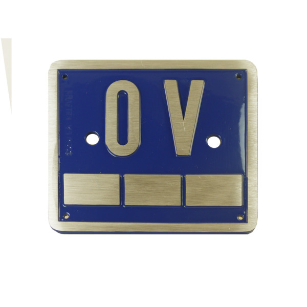 120x140 mm Overvannskum skilt, blå, K-12OV, støpt aluminium