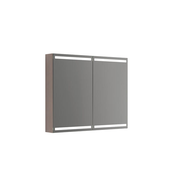 Speilskap Parallel m/lys og lysstyring, m/2 dørere 80x100x15 grå eik